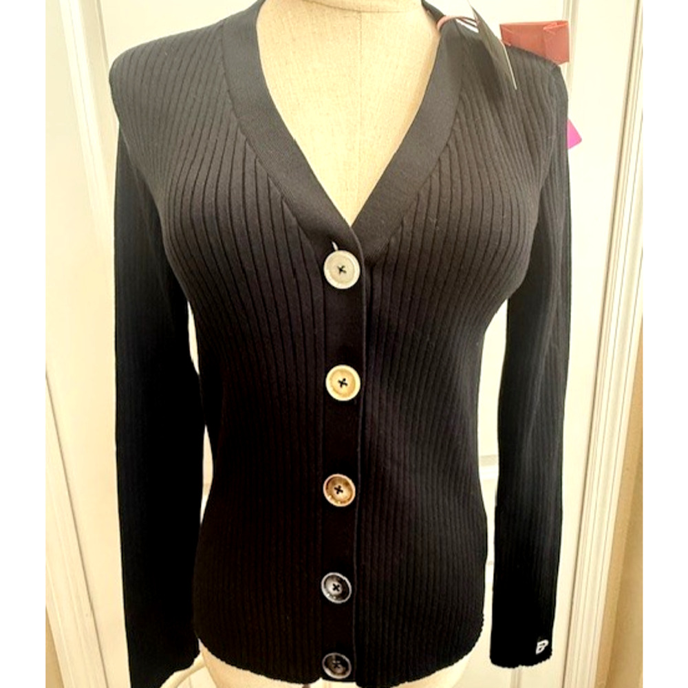 BAPY JAPAN Bathing Ape Womens Ribbed Black Cardigan Sz S Color Buttons NWT $530